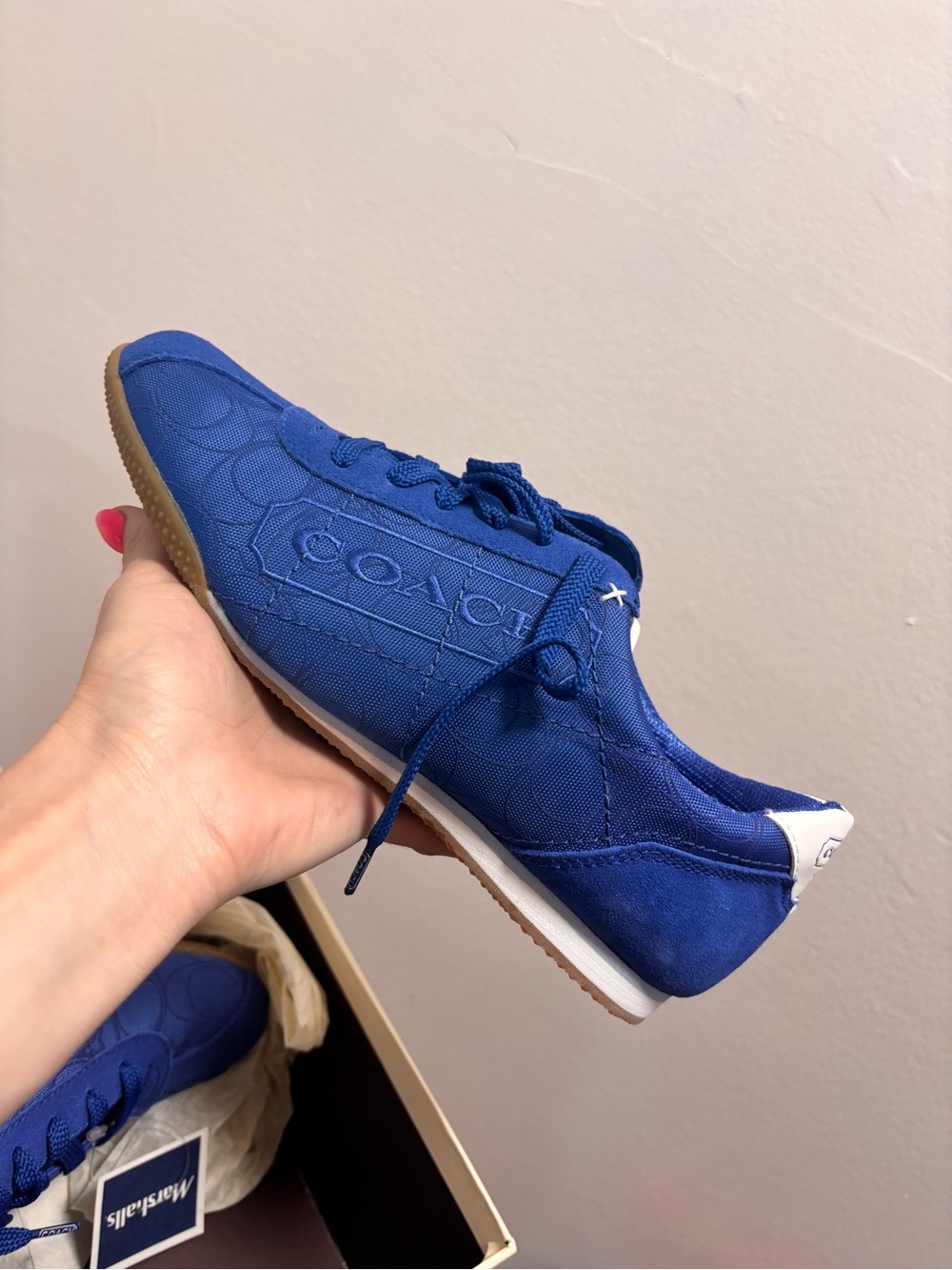 Coach Women's Royal Blue Lace-Up Signature Sneakers - Picture 4 of 4